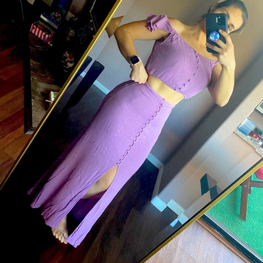 Two piece lilac dress and crop top